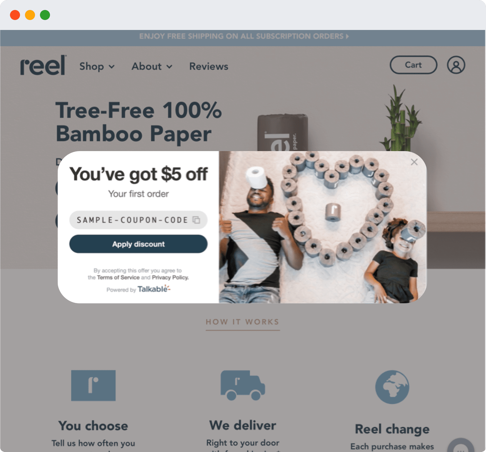reel client showcase email capture